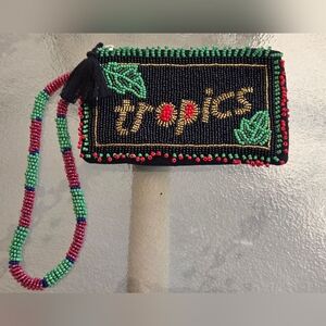 Free People Daydreamer "Tropics" Beaded Zipped Wallet Clutch Wristlet NWOT